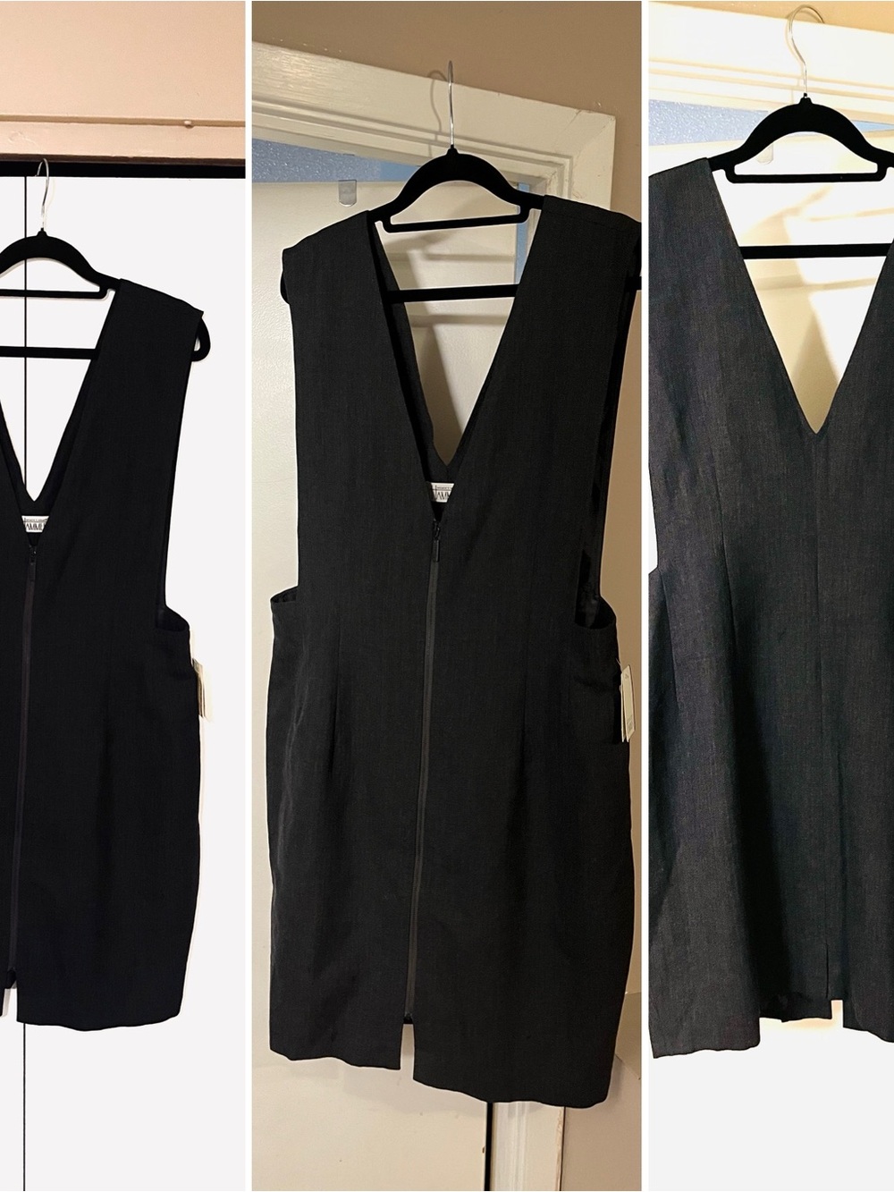 Sleeveless Charcoal 90s Tunic  with Front Zip